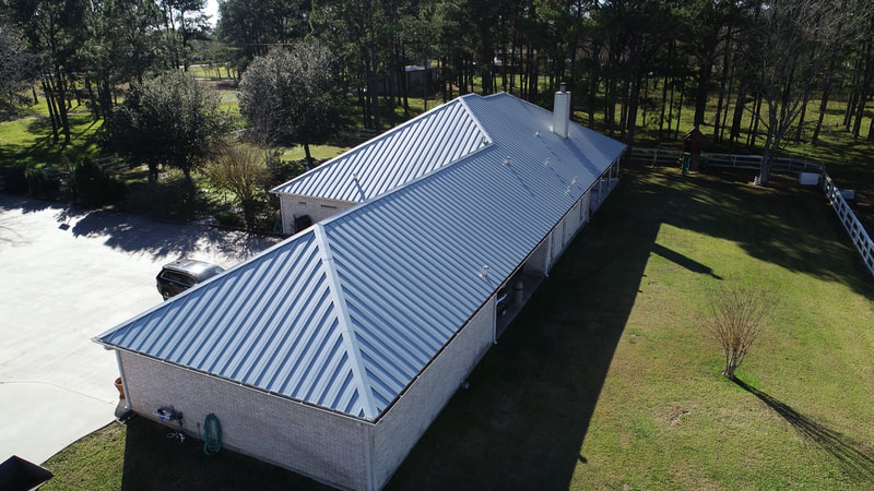 Houston metal roof aerial video 1