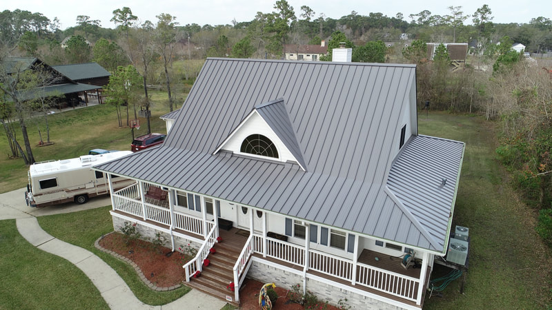 Houston metal roof aerial video 17